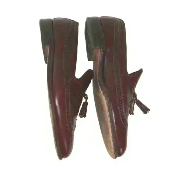 Allen Edmonds Burgundy Berwick 8877 Wingtip Tassel Loafers Dress Shoe Size 11 C - Picture 5 of 10